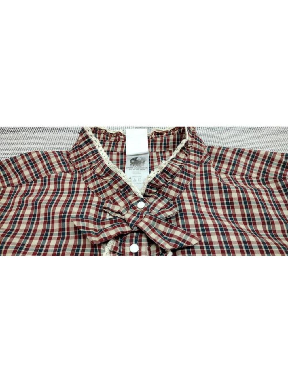 Stranger Things Plaid Long Sleeve Western Ruffed Crochet Historical Costume M/L - Picture 7 of 16